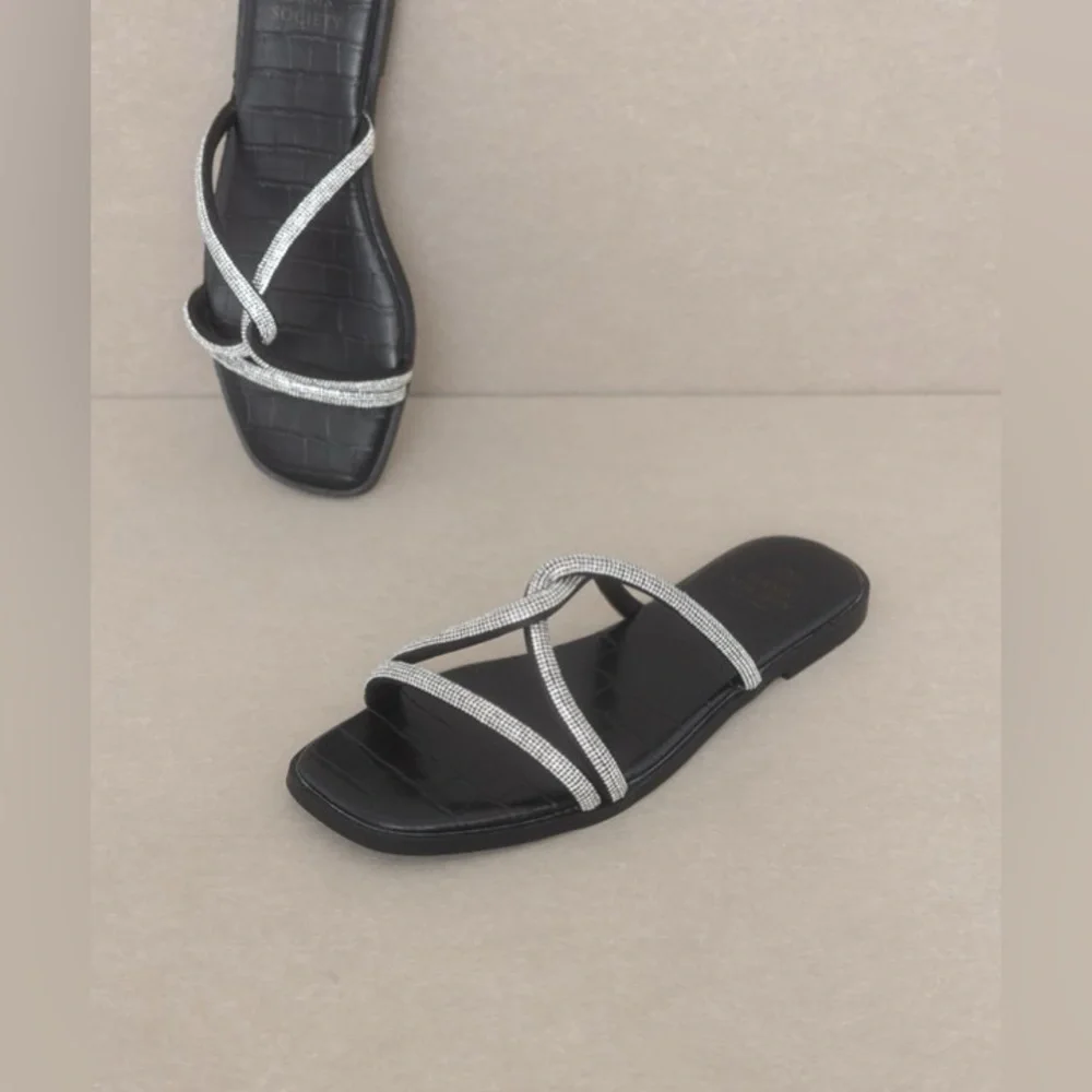 Strappy Rhinestone Sandals - Oasis Society - Picture 2 of 3